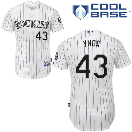 Rafael Ynoa #43 MLB Jersey-Colorado Rockies Men's Authentic Home White Cool Base Baseball Jersey